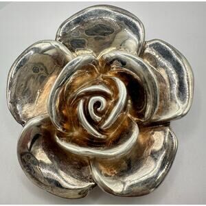 PZ Israel vintage 925 sterling silver massive 3D rose flower pendant charm